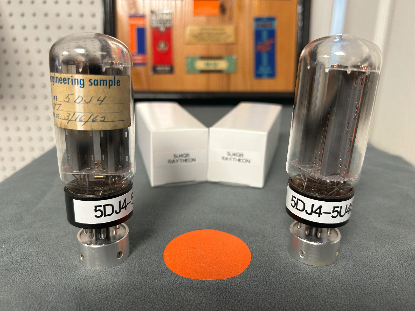 Pair of Raytheon 5U4GB / 5DJ4 Rectifier Tubes – Engineering Samples – See Pics