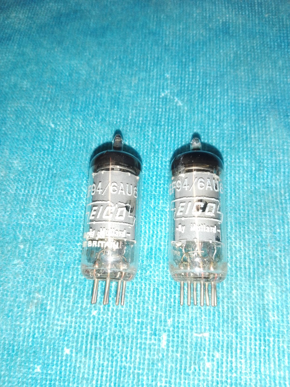 (2) MULLARD 6AU6 / EF94 TUBES – GREAT BRITAIN – f/ FISHER / EICO RECEIVER