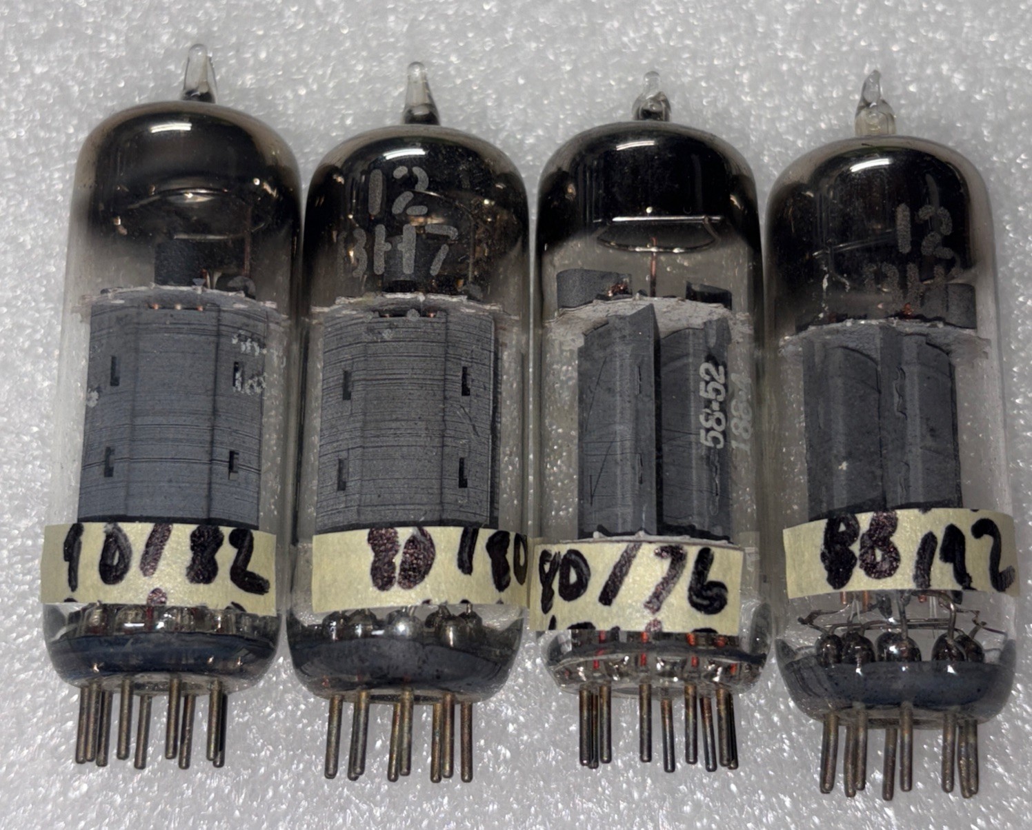 Lot Of 4 GE 12BH7A Grey Plate D-Getter Vacuum Tubes TV7 Tested Strong