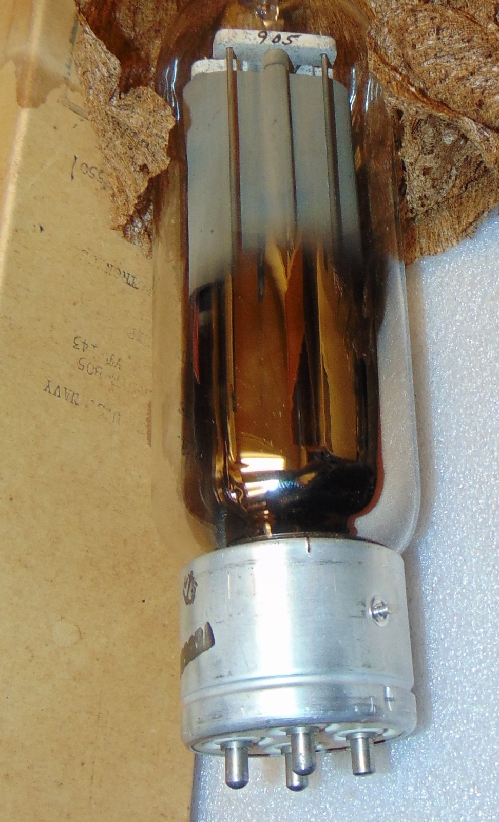 NOS NIB 805 POWER TUBE VT-143JAN CUE 805 VT-143 UNITED * PERFECT U.S . ARMY 1945