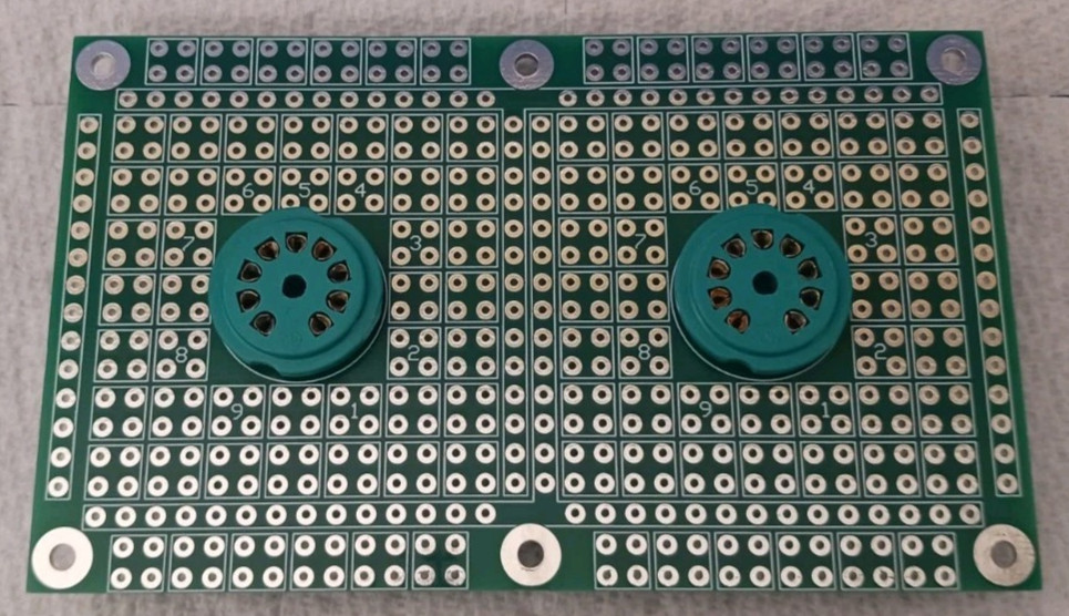 Vacuum Tube Prototype Project Board With (2) 9-Pin High Quality Tube Sockets