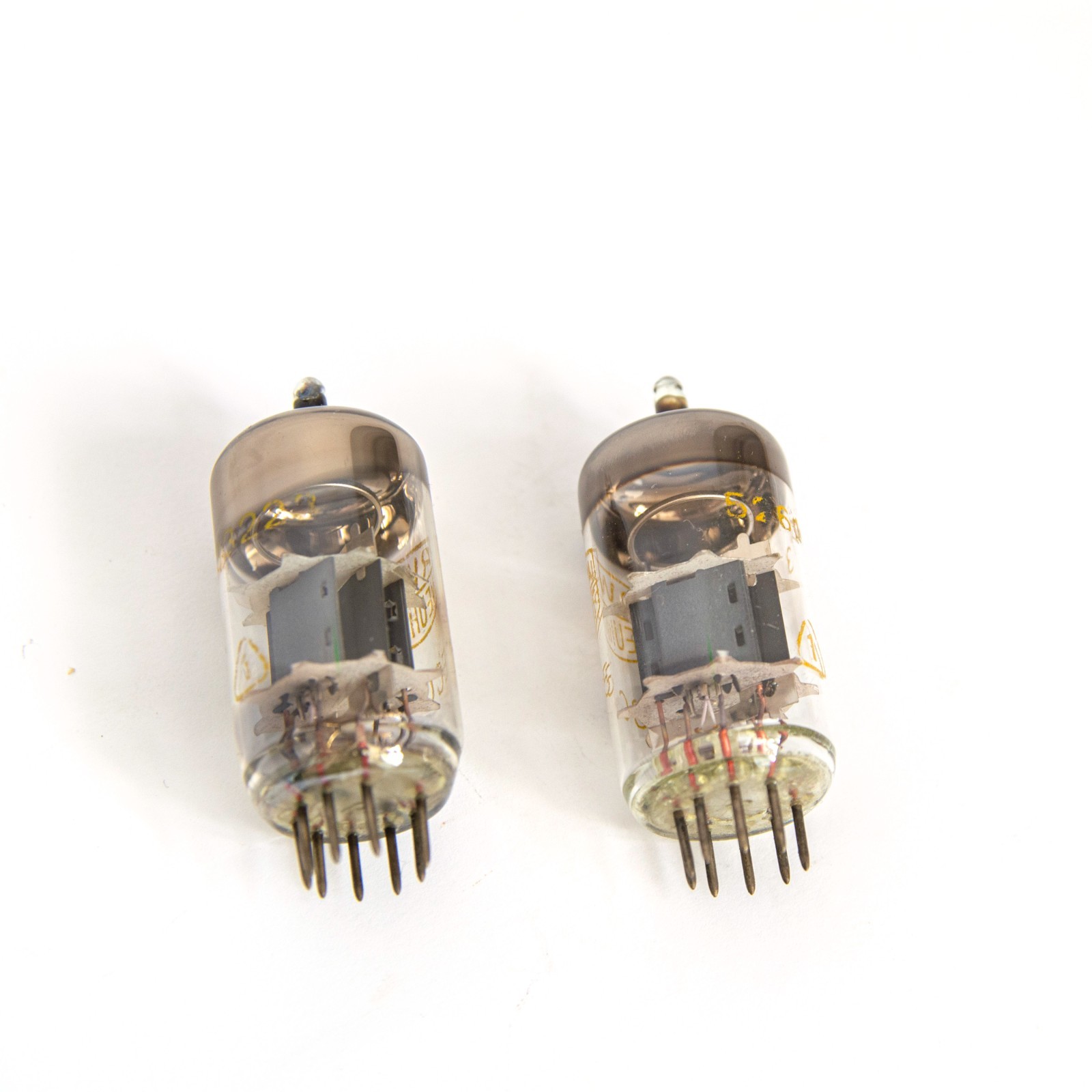 MATCHED PAIR ECC85 RFT STRONG DOUBLE TRIODE TESTED TUBE = 6AQ8 B719 6L12. USED.