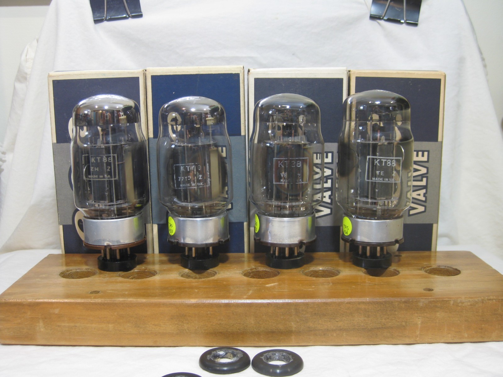 One quad of GEC KT88 electronic tubes