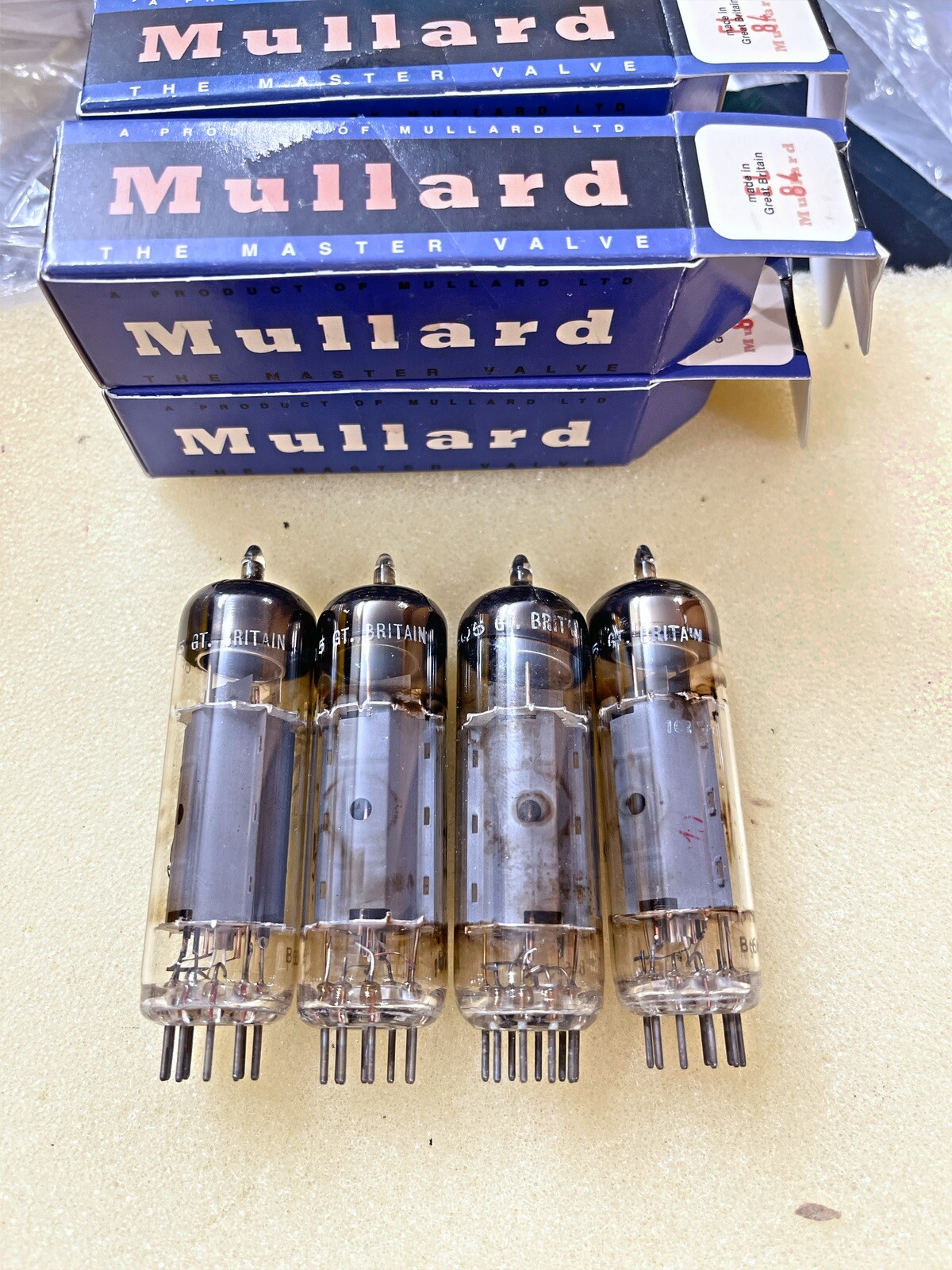 Mullard EL84 6BQ5 7189 O getter NOS Testing Values Matched Quad