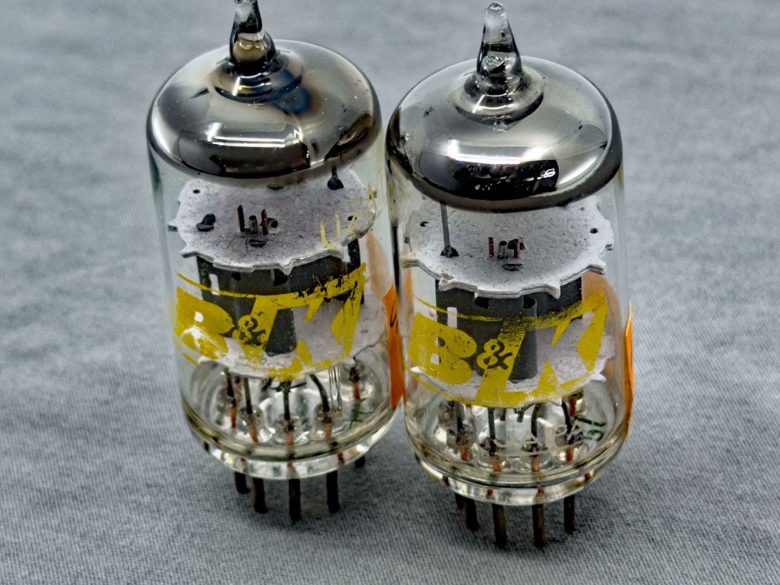 (2) B&K 12AT7 ECC81 Preamp Tubes Japan Gray Plates O Getters Tests NOS TV-7B/U