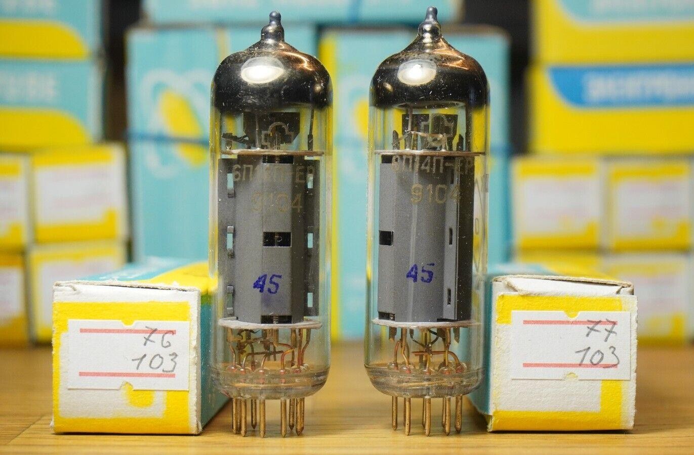 6P14P-ER (EL84, 6BQ5) ONE BATCH tubes NOS matched PAIR 1% EXPORT SOVIET TUBES