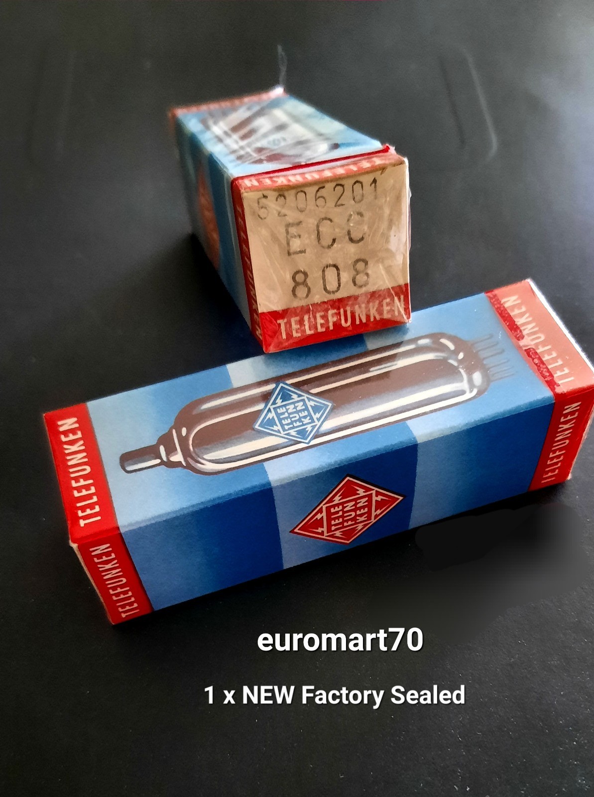 1 x NEW TELEFUNKEN ECC808 Tube Factory Sealed Diamond Bottom