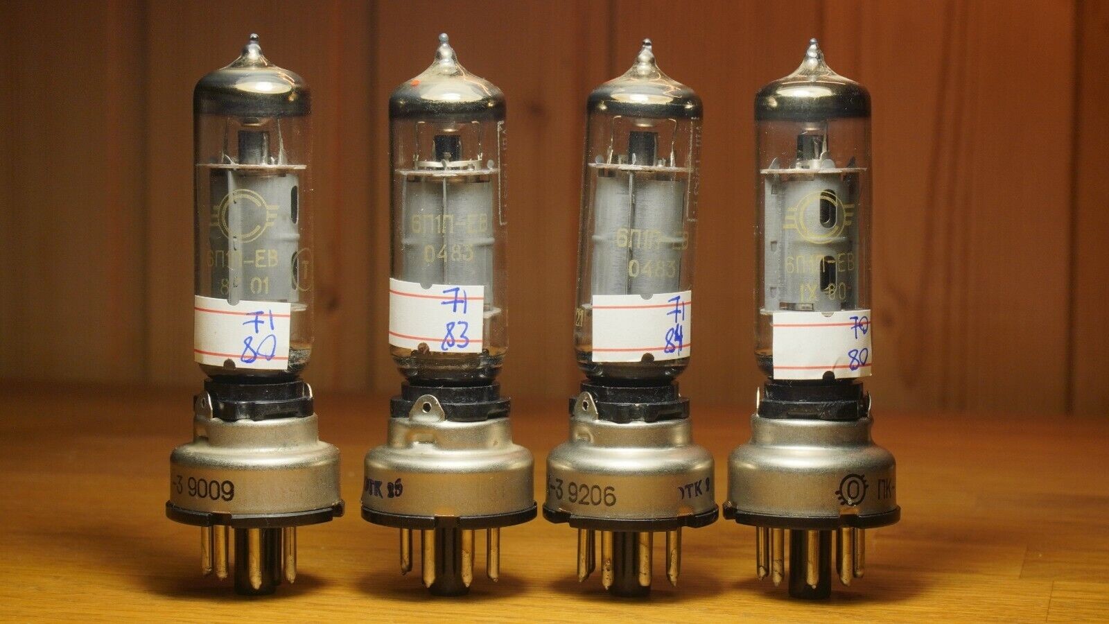 4x 6P1P-EV NOS Matched QUAD 1% Tube Set WITH CONVERTERS TO 6V6