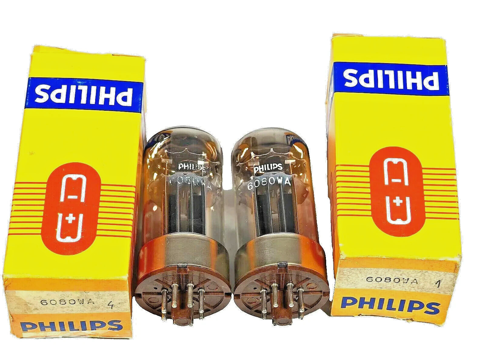 6080WA/6AS7/ECC230 PHILIPS BY MULLARD TESTED WITH ROETEST V10 BLACK PLATES QTY-2