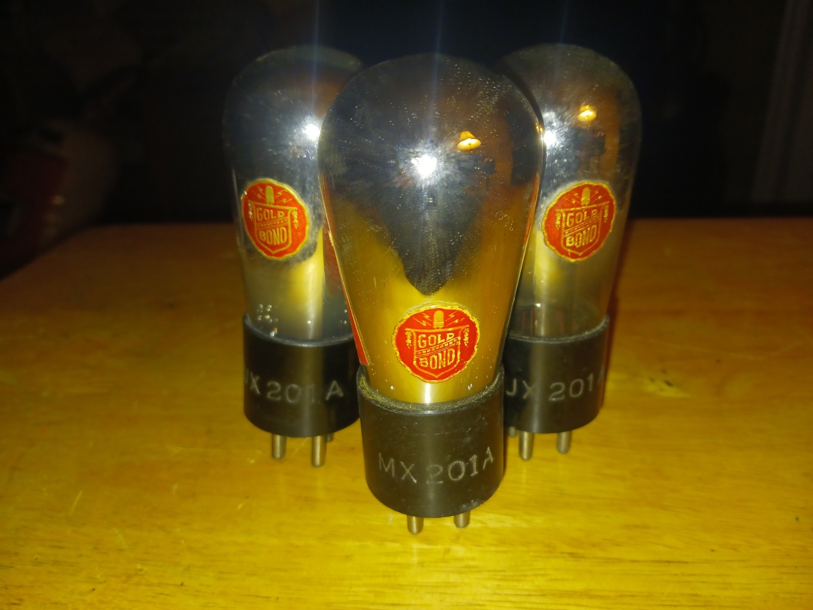 Tested! 2 Gold Bond UX-201a & 1 MX-201a Vacuum Tube Lot. Made In🇺🇸1920’s RARE!