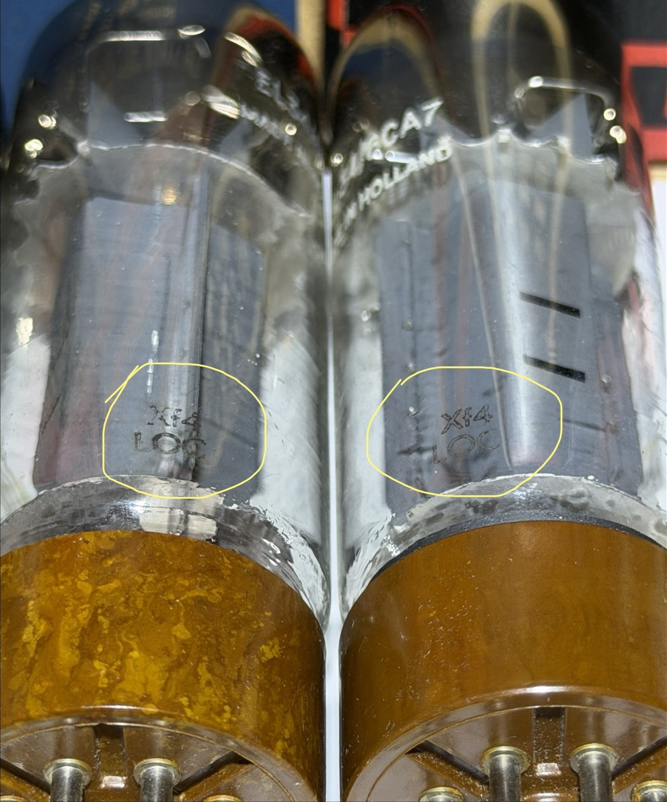 QUAD EL34 6CA7 Amperex Bugle Boy Tubes “DD” Getters TV7 Tested NOS @ 50,52,52,51