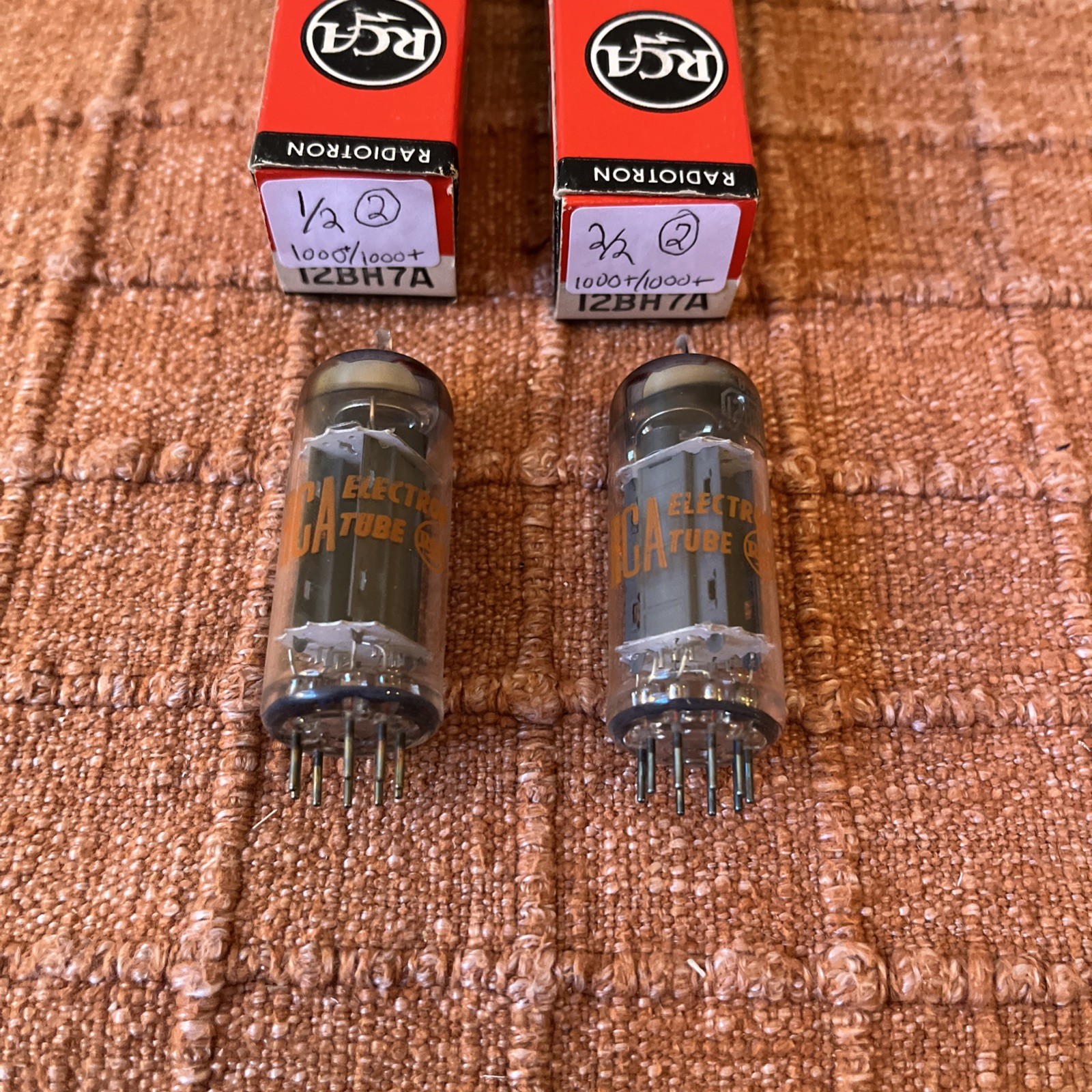 RCA Pair 12BH7A NOS Vacuum Tubes Hickock Reads 1000+ Matching Stamps