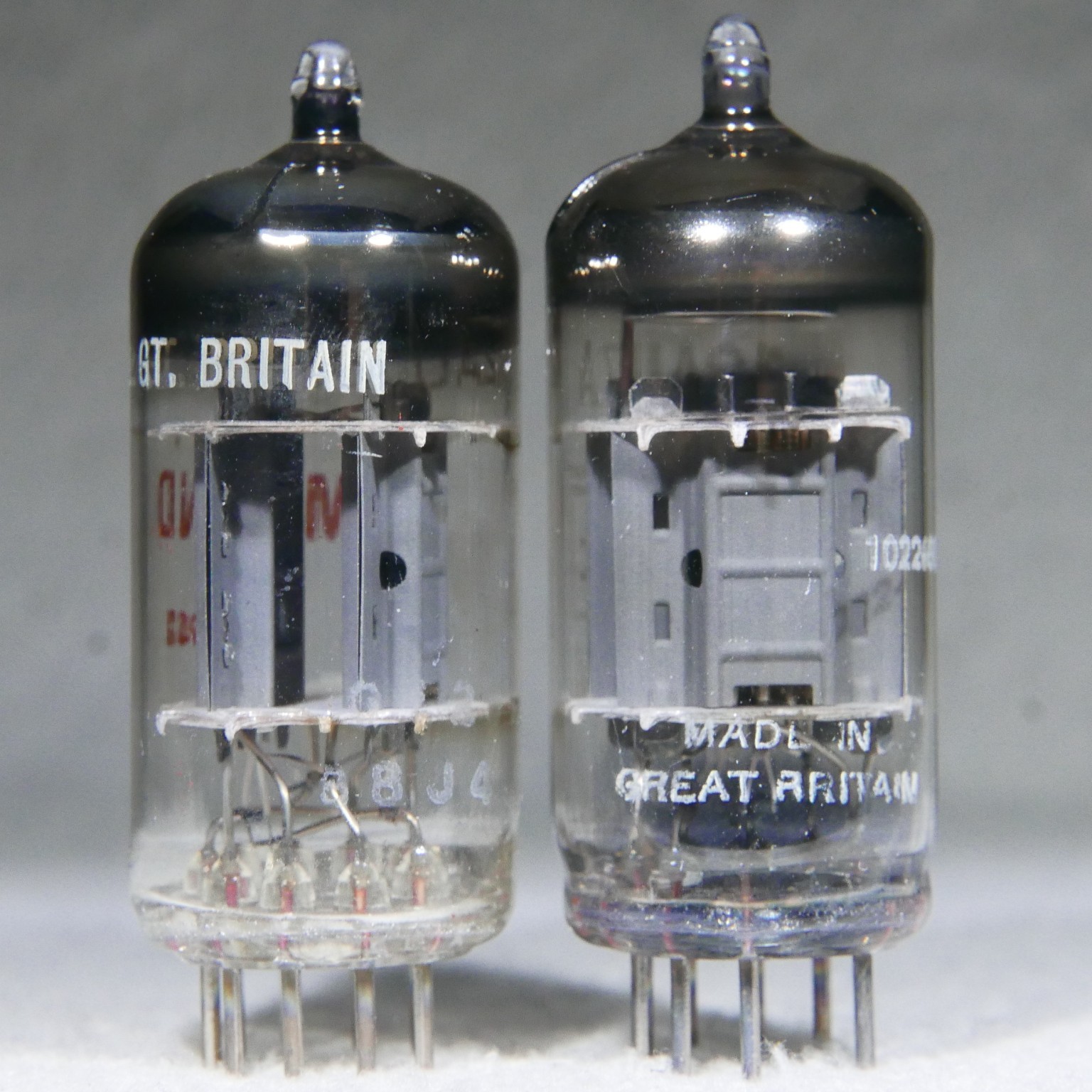 Pair Mullard 12AU7A/ECC82 Short Plate O-Getter Blackburn UK 1968/1965