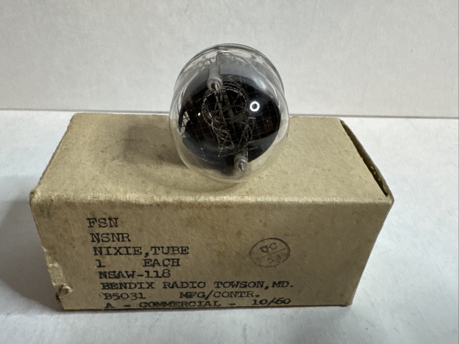 1- Burroughs B5031 B-5031 Nixie Tube Numerical 1960 Bendix
