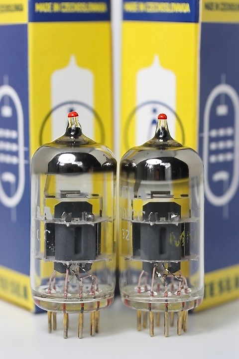 6922 E88CC CCa TESLA TELEFUNKEN TOOLING RED-TIP ARMY GOLD-PIN MATCHED-PAIR TUBES