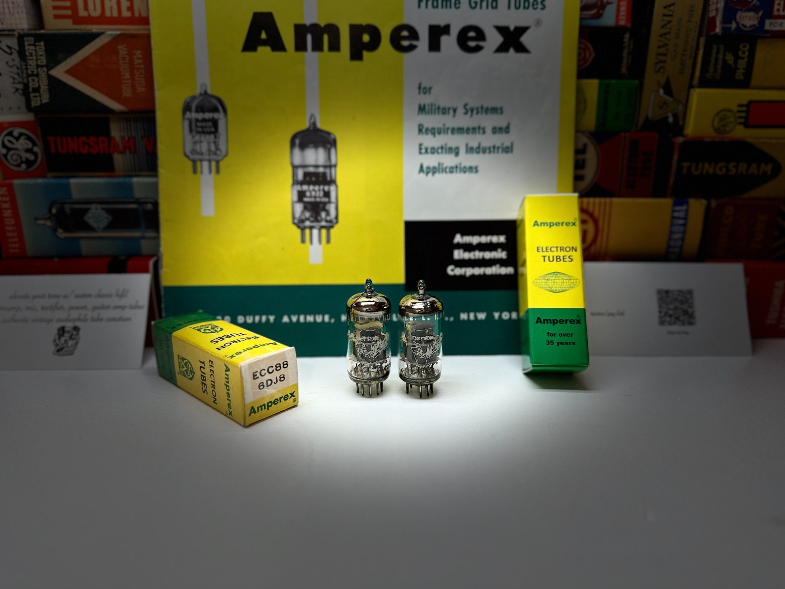 2x MatchedNOS Vintage PhilipsAmperex BugleBoy 6DJ8 ECC88 Heerlen⊿ /DigitalTest