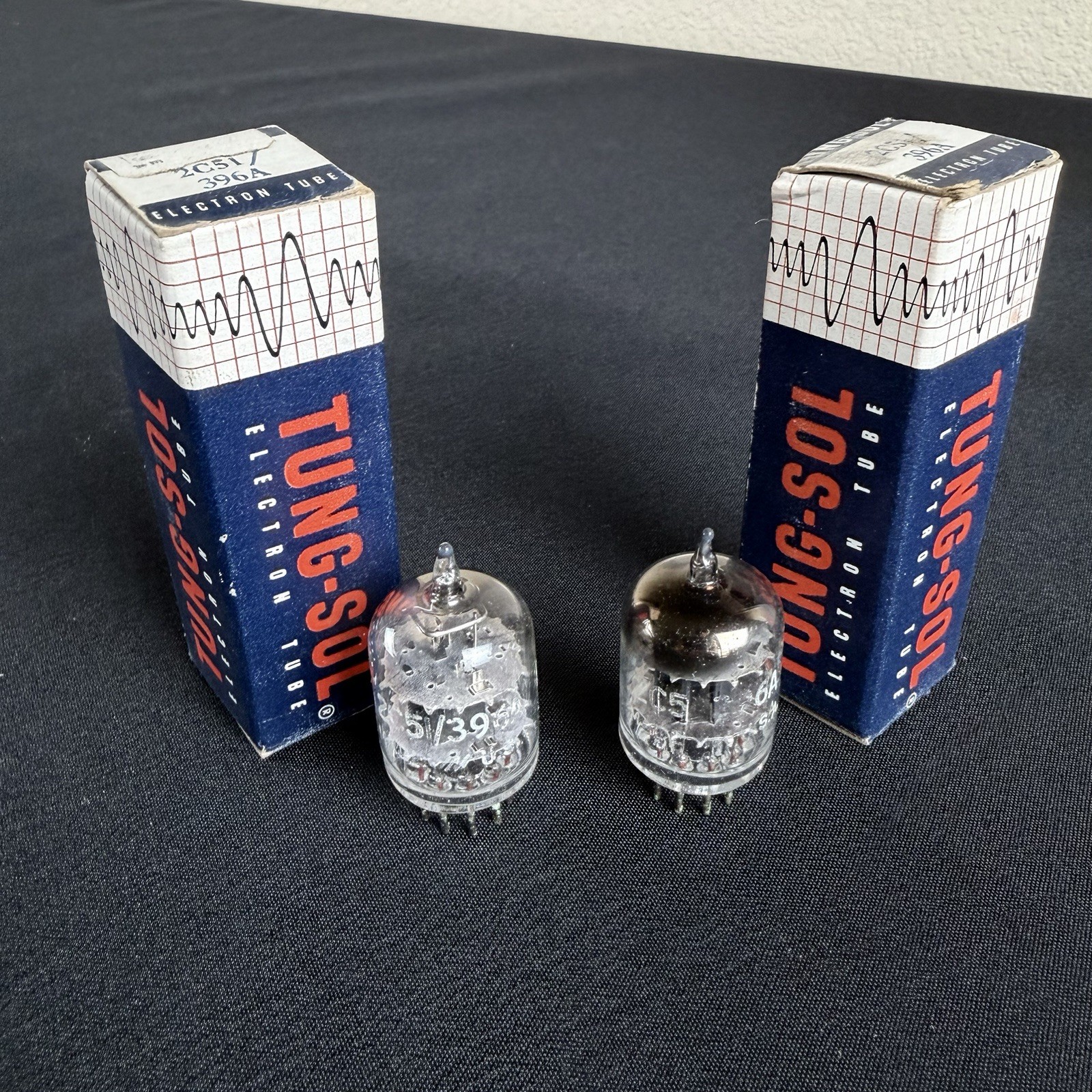 Tung Sol 2C51 396A 5670 NOS Vacuum Tube Pair Black Plate Square Getter In Boxes