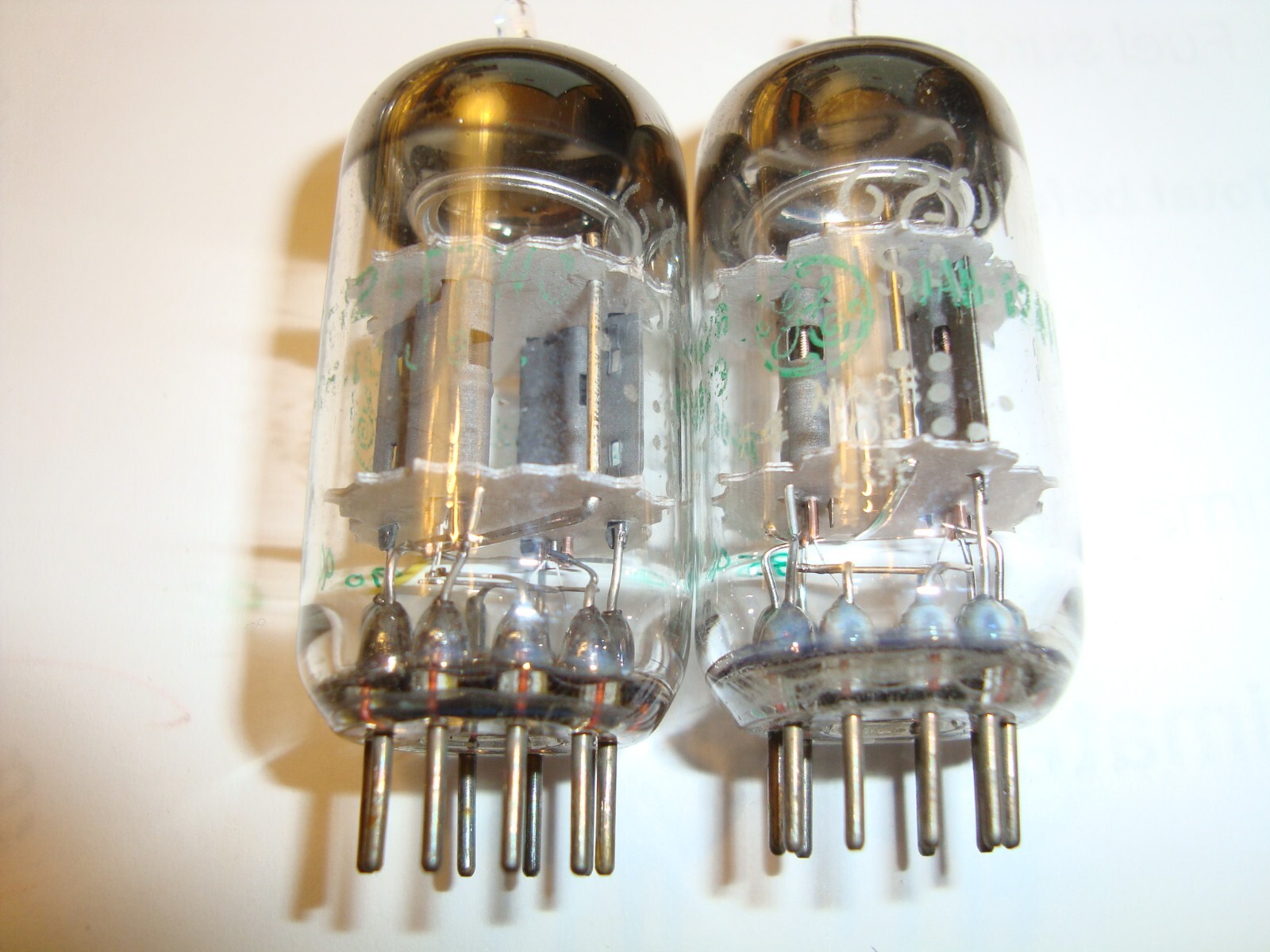 One Matched Pair Early 12AT7WC / 6201 Tubes, From GE