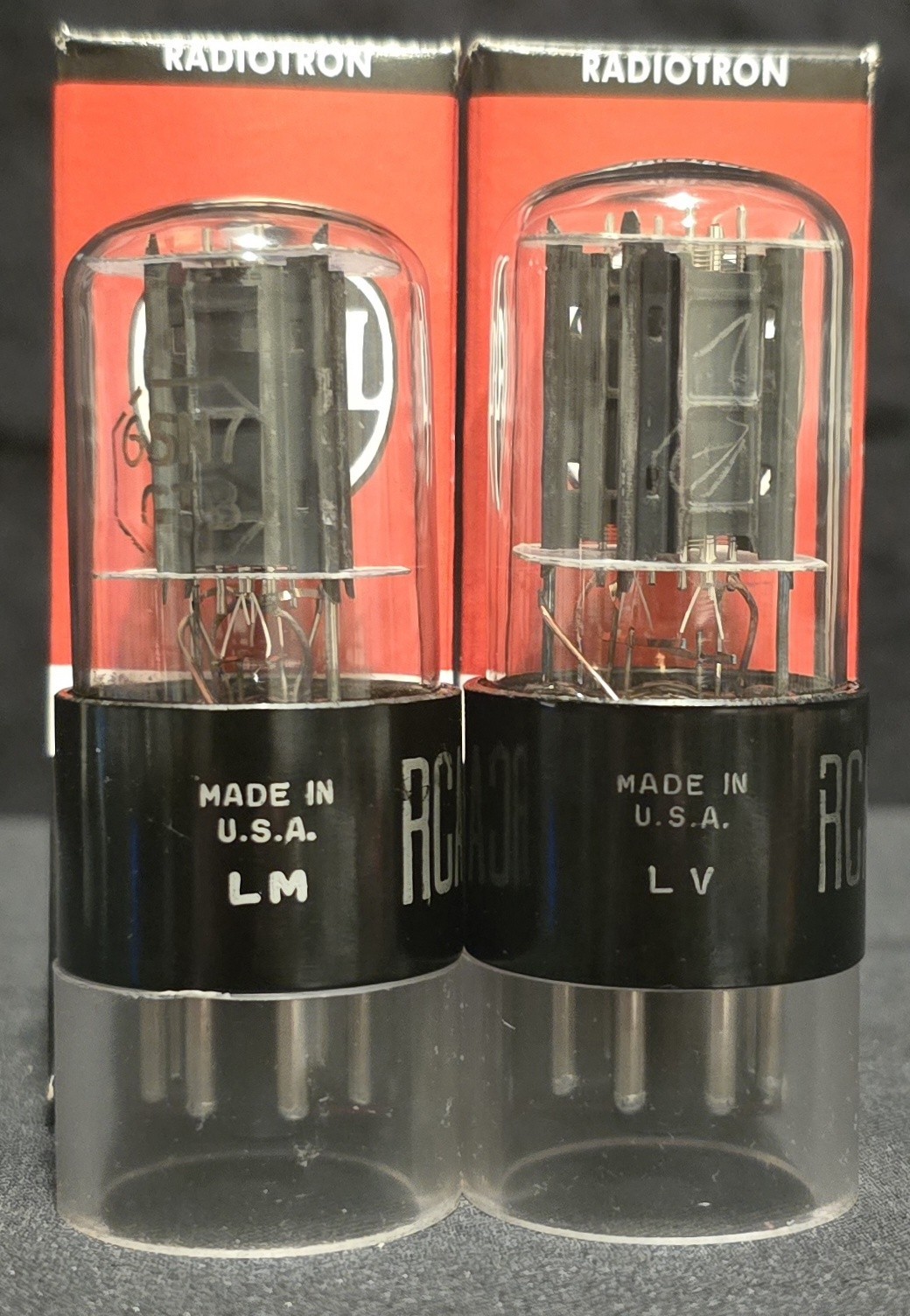 RCA 6SN7 GTB TUBE 1962 TOUGH DOGS 2 HOLE BLACK LADDER PLATES MATCHING SET
