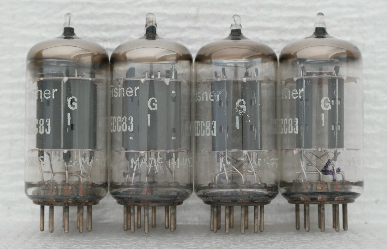 Matched Quad Fisher/Telefunken 12AX7/ECC83 Vacuum Tubes: Long Smooth Plate
