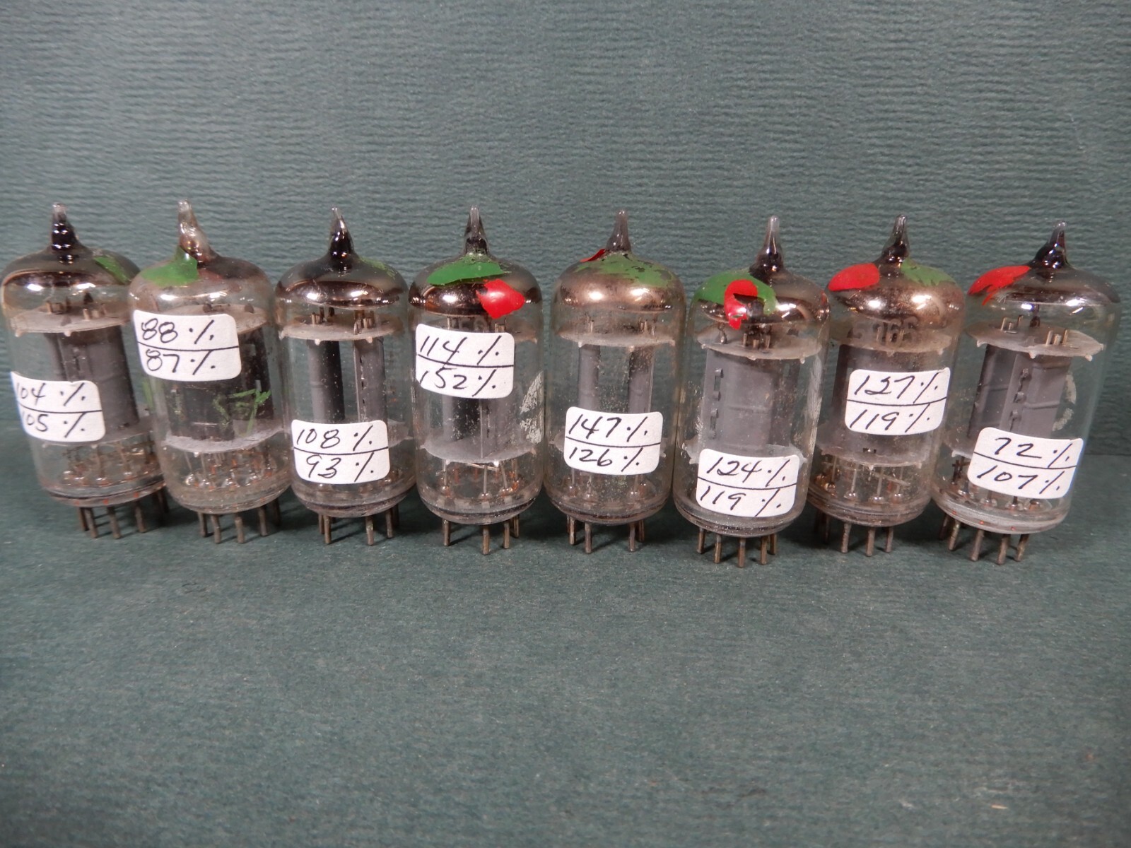 Sylvania Gray Plate 5965 Vacuum Tubes (8) Amplitrex Tested Strong Burroughs #1