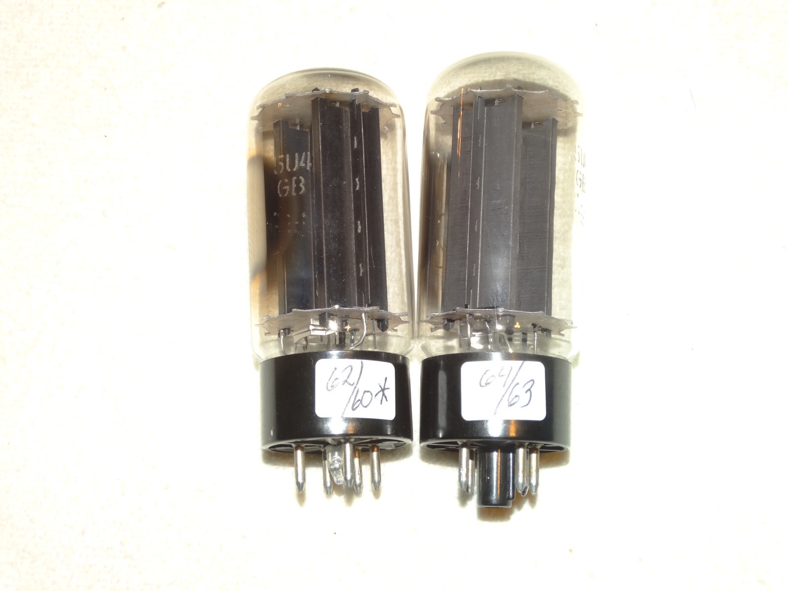 2 x 5u4gb G.E./ Wurlitzer Tubes*Black Plates *Tested Strong*#9