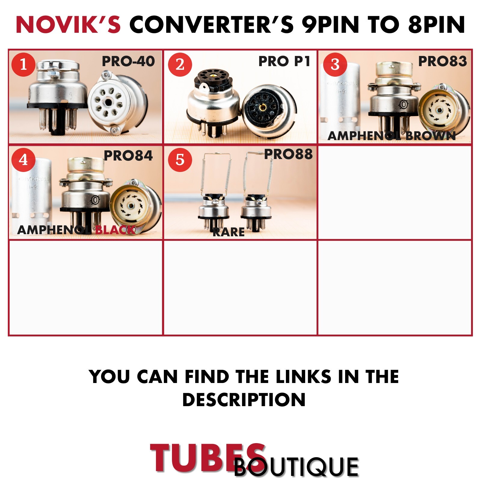 Tube Adapter for 6P1P to 6V6 6L6 EL34 5881 6P3 Novik Bakelite Pro P1 Converter 2