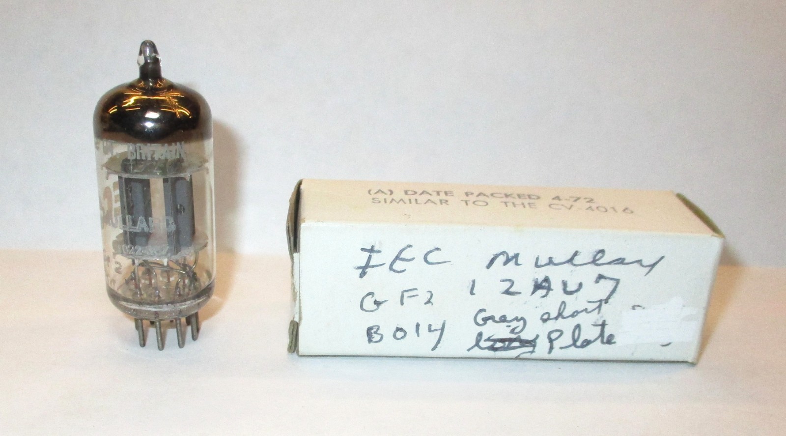 IEC Mullard 12AU7A Tube GR. Britian Blackburn B014 D-Getter Tested Good One Tube
