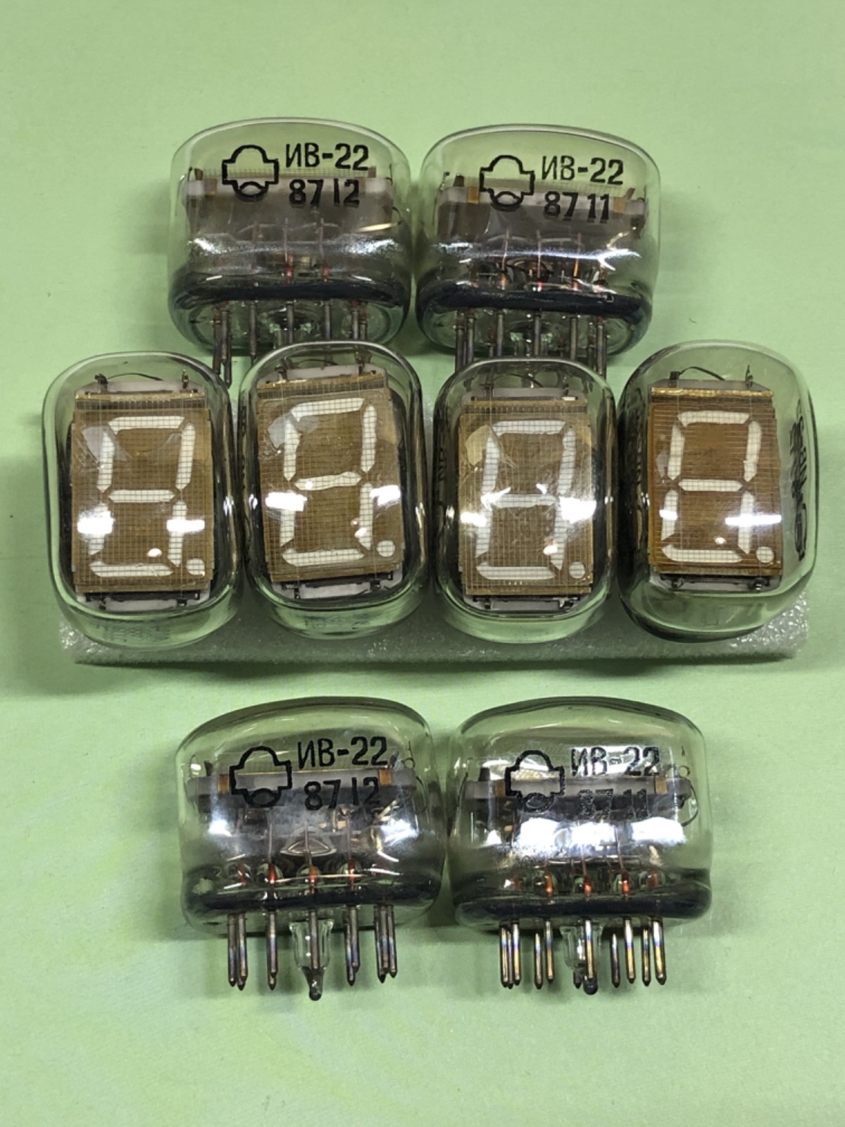 2 pcs IV-22 (IV22 ИВ-22) NIXIE VFD TUBES / REFLECTOR / OTK / NOS / US STOCK