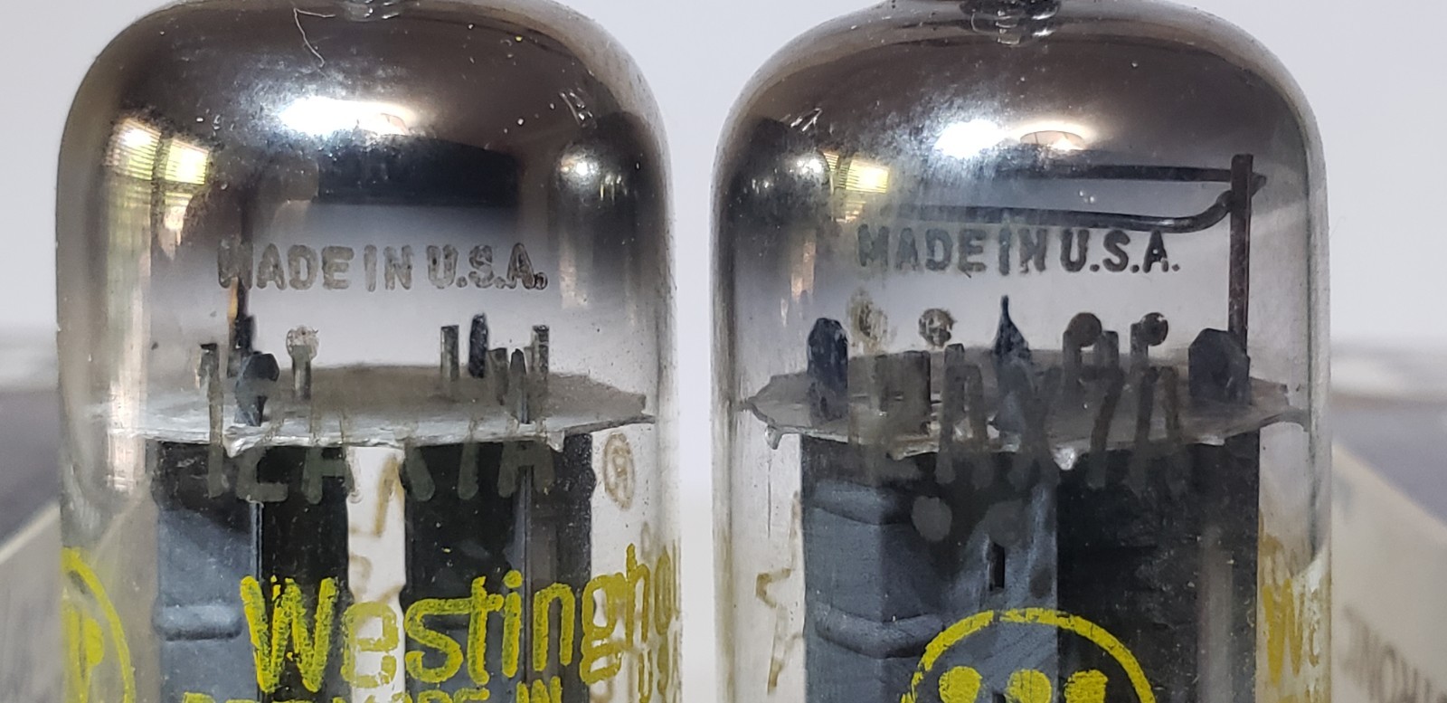 Pair of Superb Westinghouse 12AX7A / ECC83 Square Getter Tubes Tested #2209