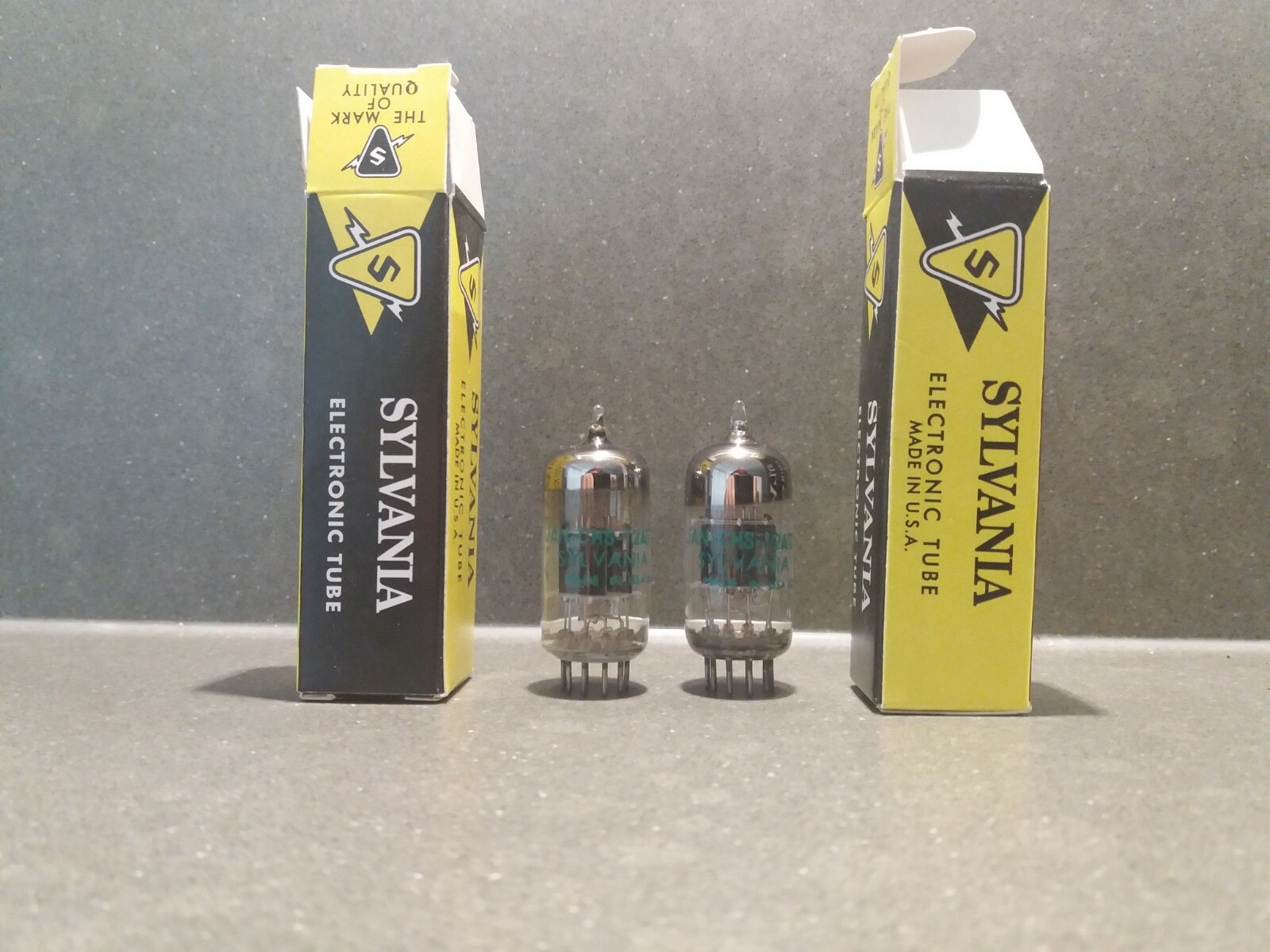 Sylvania JAN CHS12AT7WA ECC81 matched pair NOS tubes O-GETTER