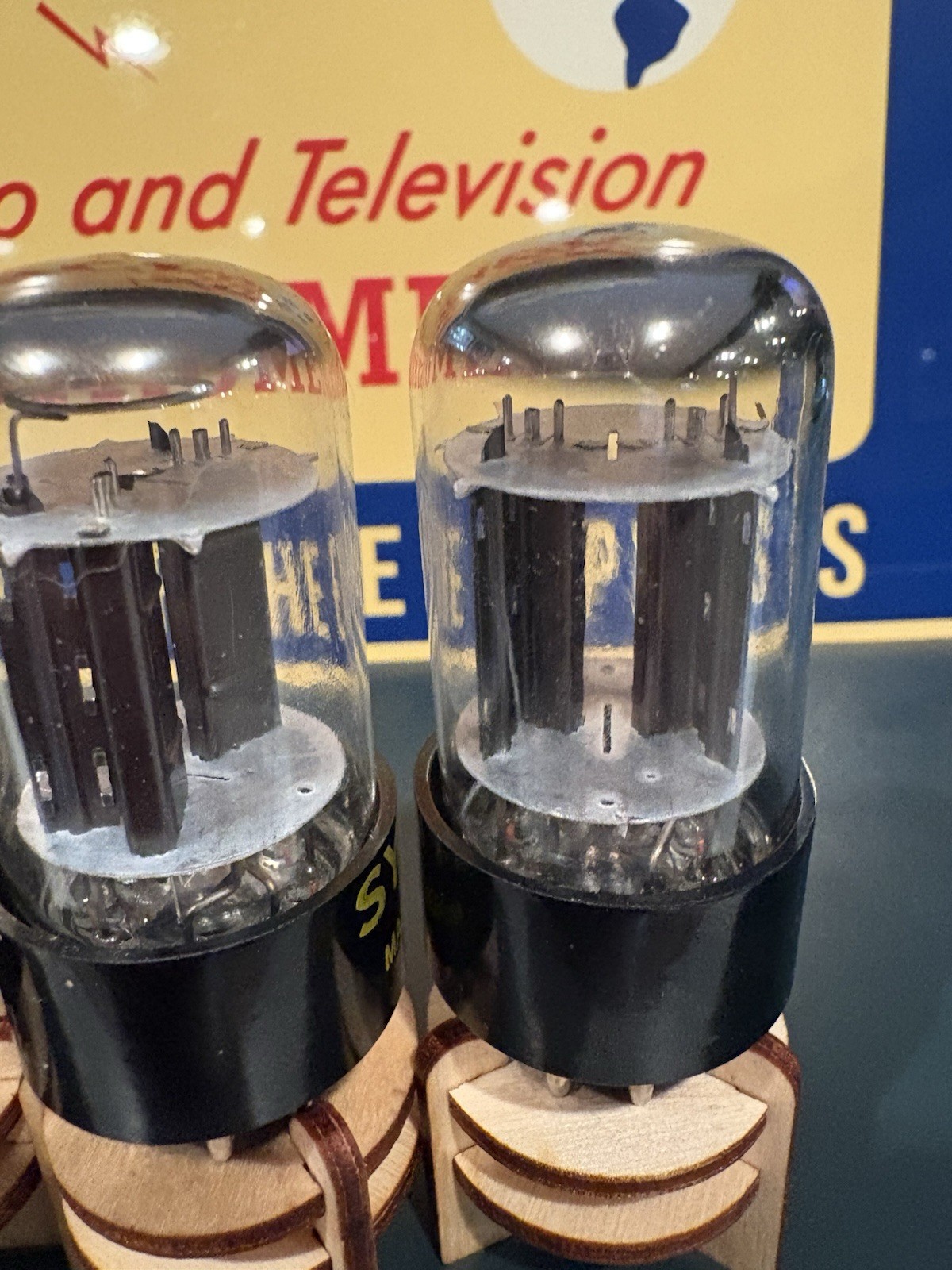 Matched Quad (4) Sylvania 6SN7GTB Black V Plate Tubes 539C&Maxi Test NOS NIB🌊