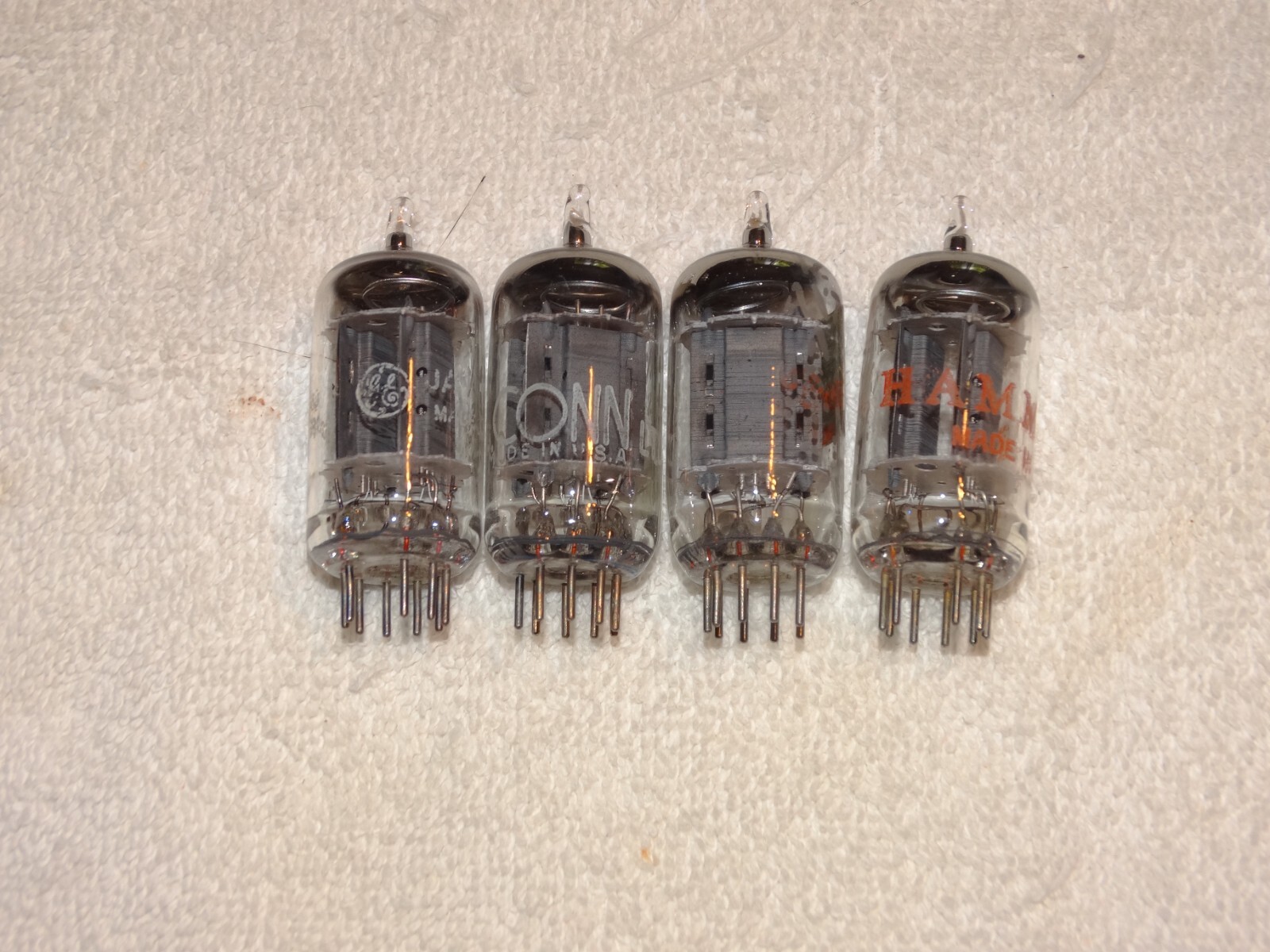 4 x 12ax7/A G.E. TubesLong Plates-O*Strong Testing Quad*#12