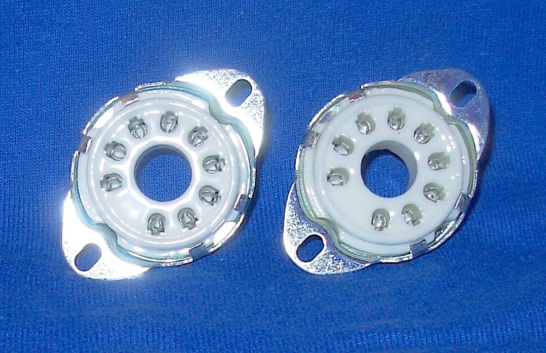 Pair New Ceramic 9 Pin Magnoval Sockets for 6JE6C, 6KG6A, 6KV6, 437 etc