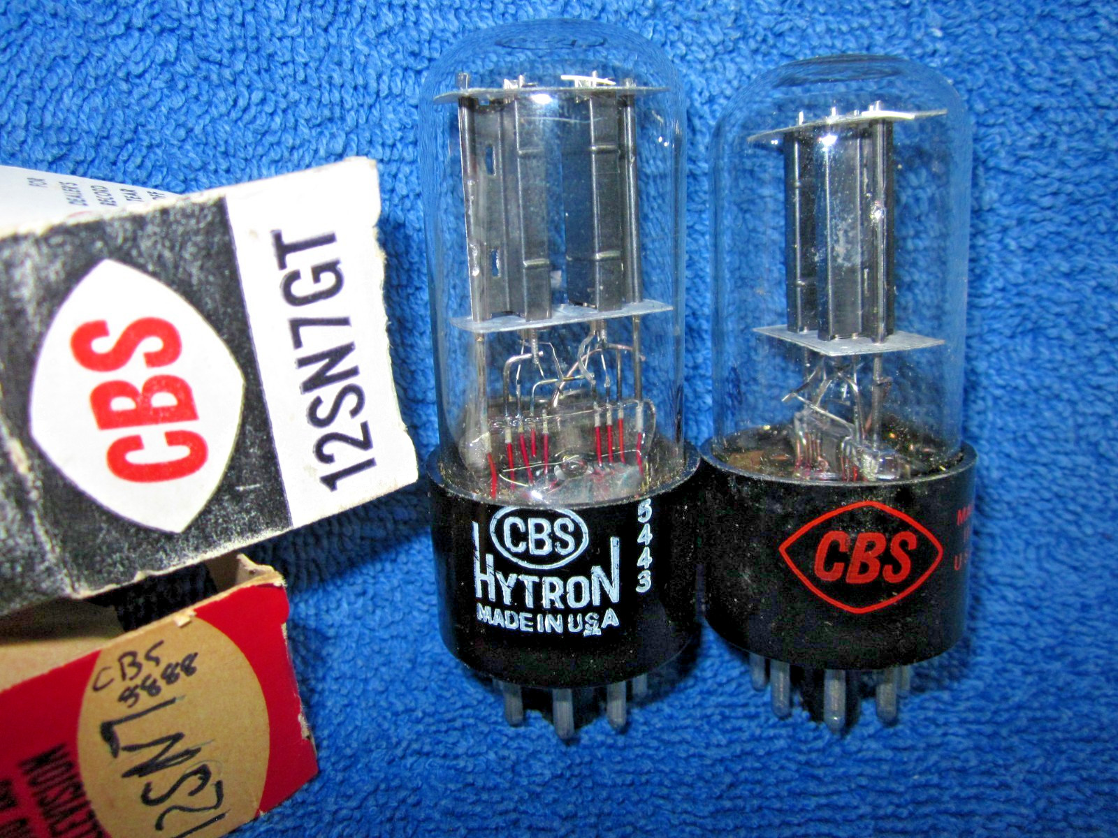 1954 NOS Matched Pair CBS Hytron 12SN7GT Tall Black Plate Tubes Tested! 12SN7