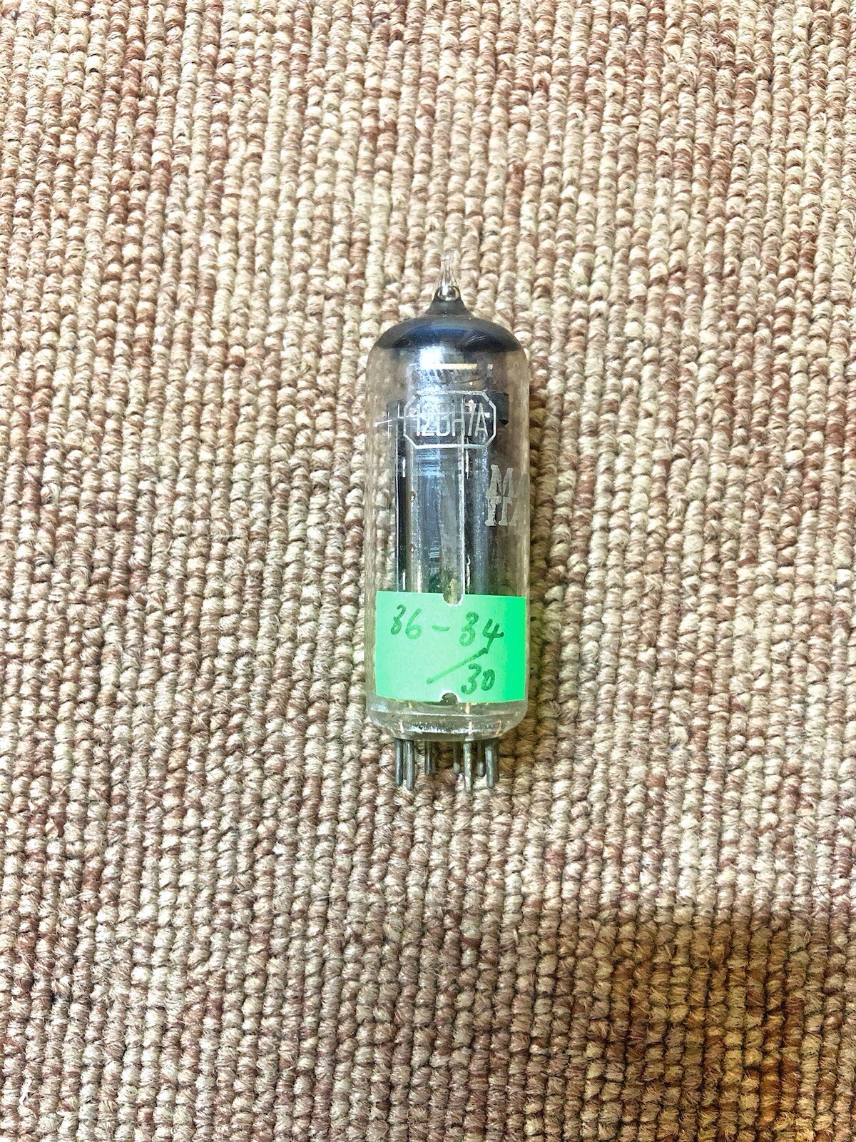 Marconi 12BH7A 13D6 Black Plates Horse Shoe Getter, Tested Good Balanced