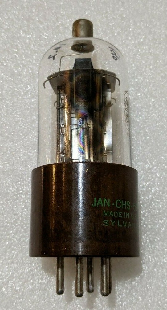JAN-CHS-5933 / 5933 / 807W Sylvania Tube / Valve Black Plate Quad Side D Getters