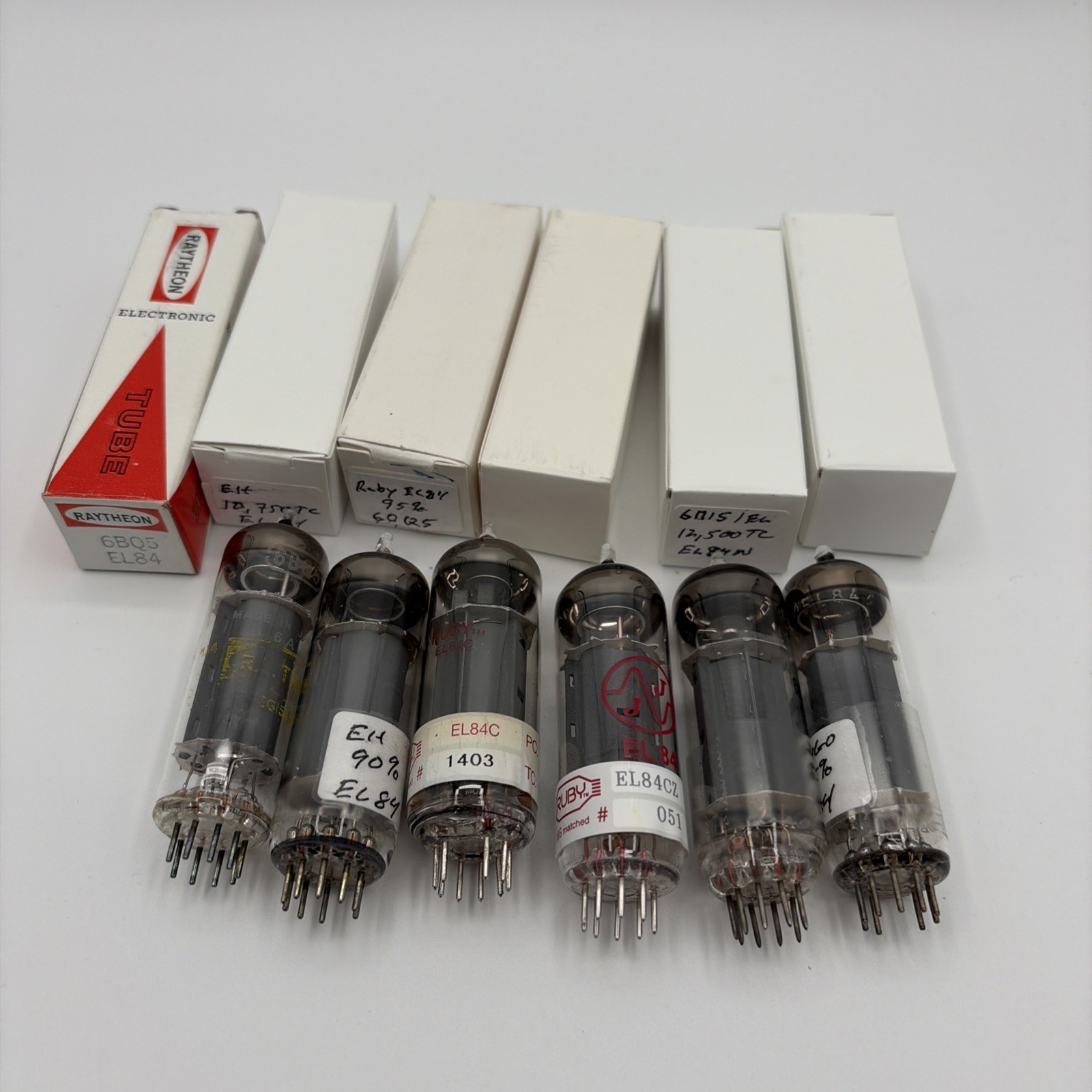 Lot Of 6 EL84 AUDIO TUBES Raytheon JJ EH Ruby Russian Hickok TESTED Rolling