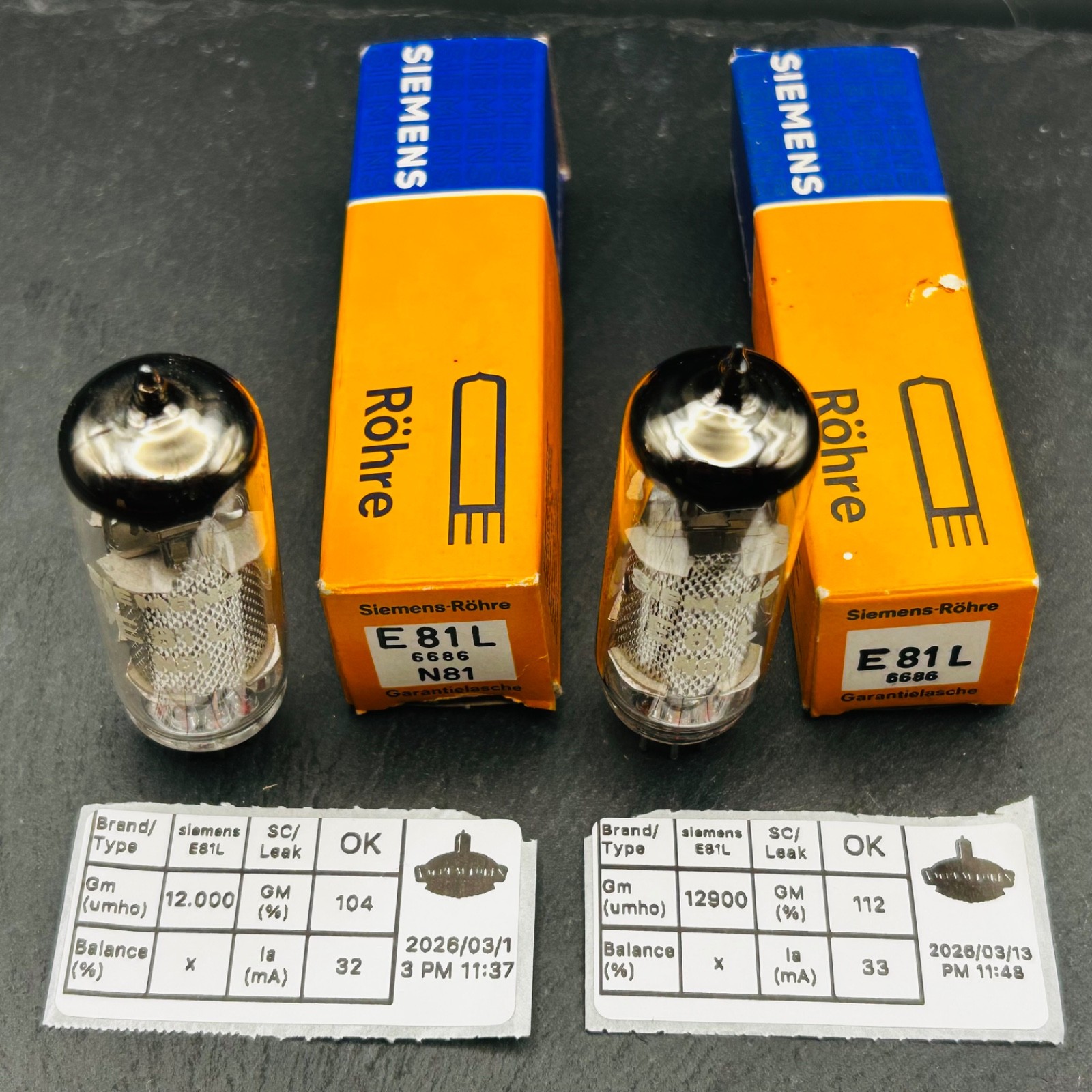 Matched Pair Siemens E81L / 6686 SQ Vacuum Tubes – Tested Strong