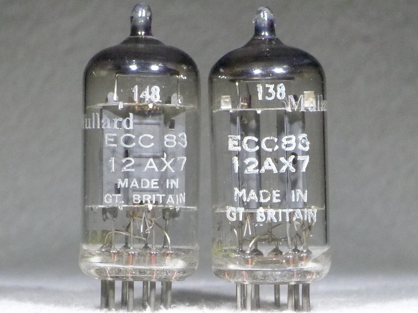 Matched Pair Mullard 12AX7/ECC83 Long Plate Dual Post O-Getter UK 1958 Strong