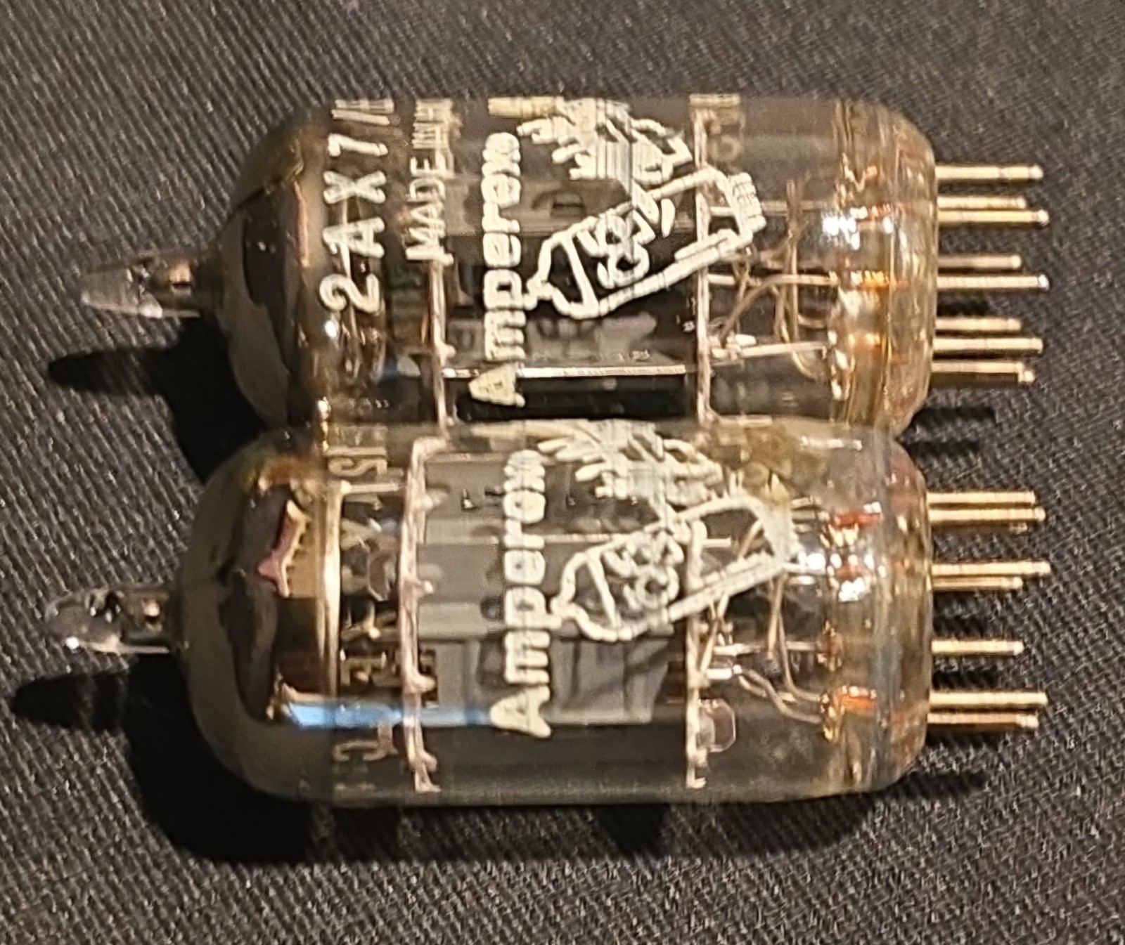 AMPEREX 12AX7 ECC83 BUGLE BOY 1963 HEERLEN HOLLAND PERFECT MATCHING SET NIB