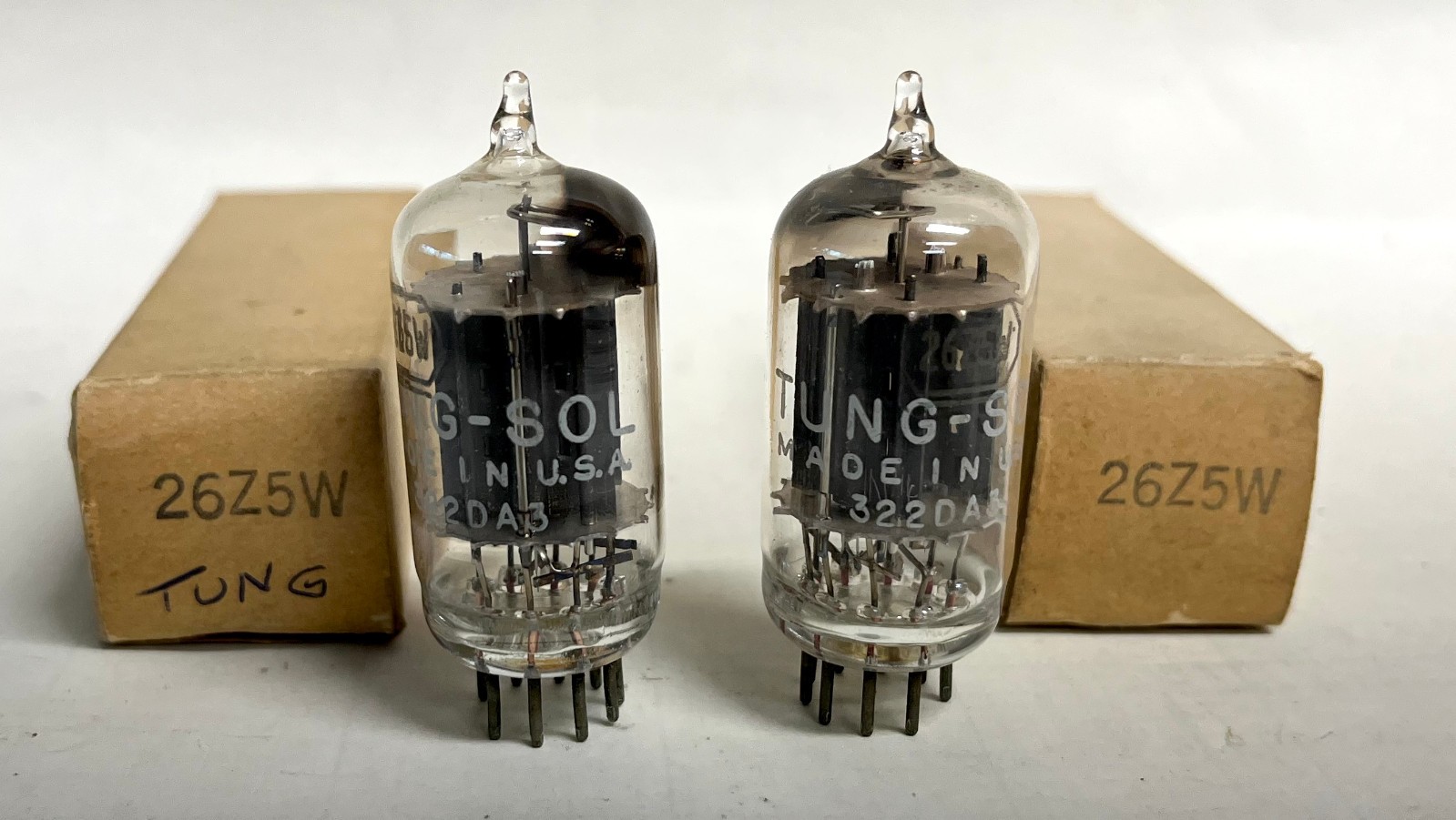 Pair (2) of Tung-Sol 26Z5 Rectifier Tubes (R390A Military Radio) — tested good
