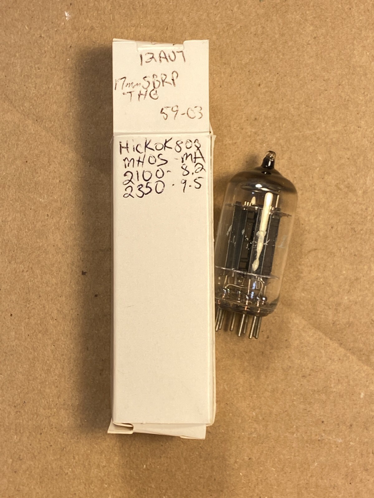 Nice Vintage 1959 Universal 12AU7 Tube Tests Good Long Black Plates Raytheon?