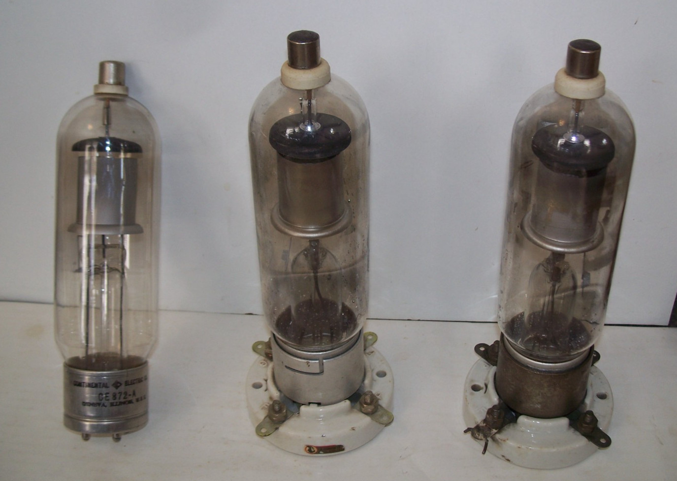 Lot of (3) 872A tubes in boxes,2 Jumbo 4-pin bayonet ceramic sockets,rectifier