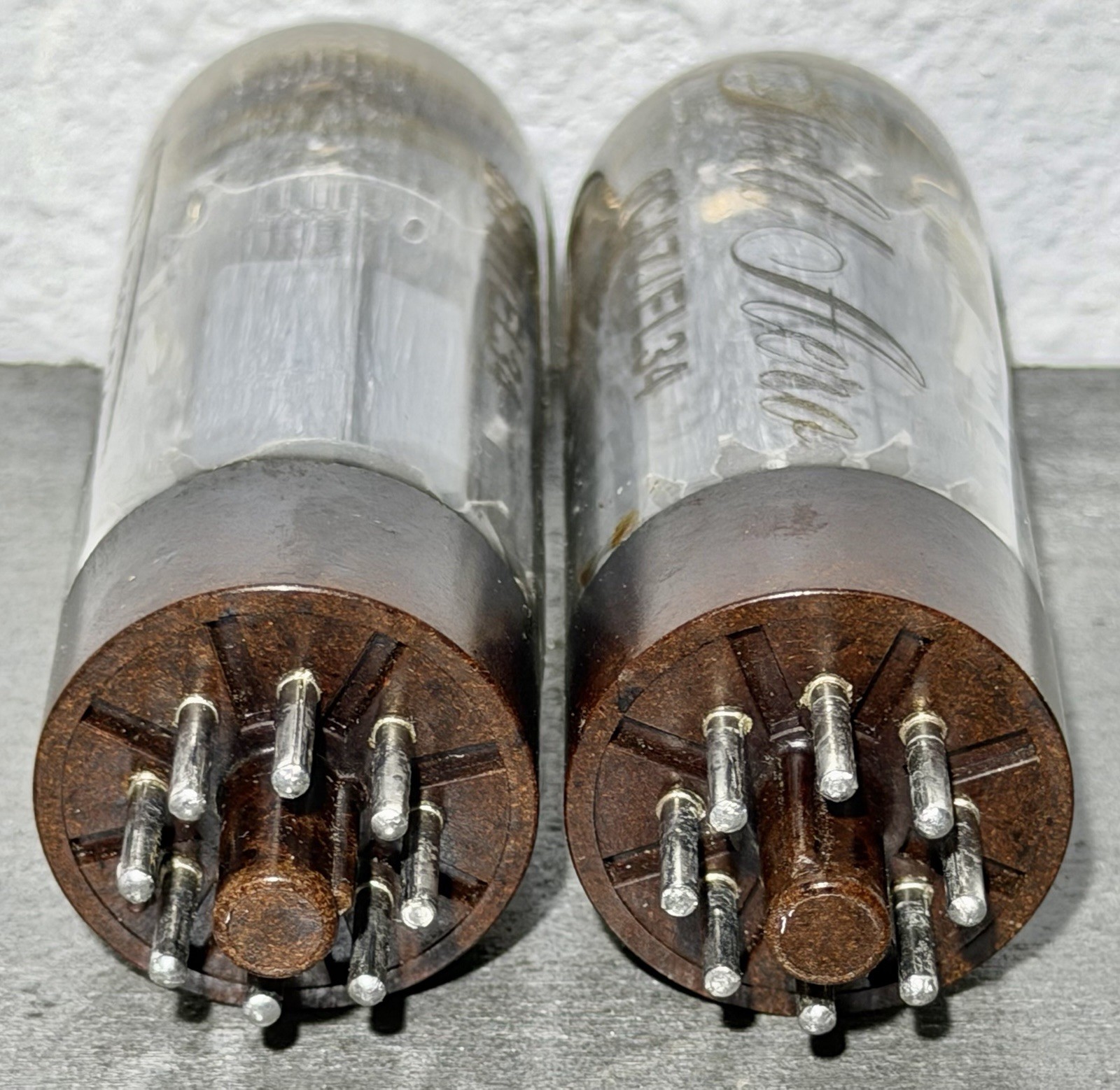 TESLA EL34 BROWN BASE WELDED PLATES FACTORY MATCHED GOLD AERO TUBES *TESTED EX+*