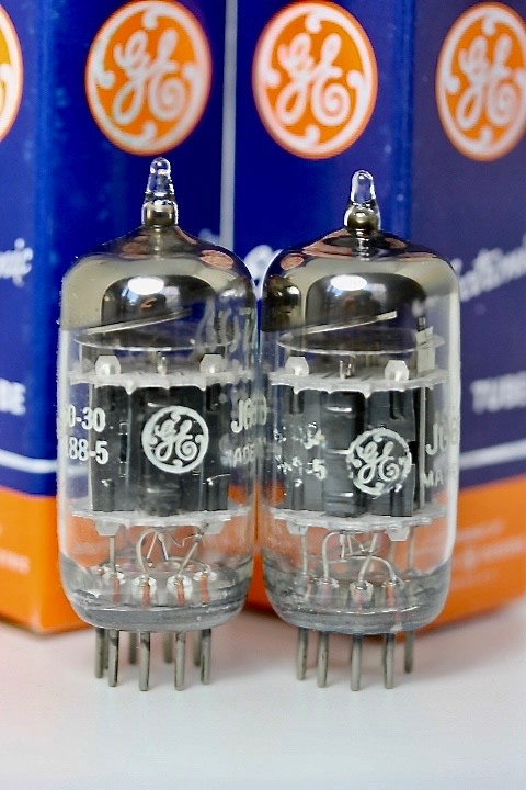 NOS GE 6072 JG-6072 (12AY7) BLACK-PLATE 3-MICA TUBES MATCHED PAIR TROPHY 1959