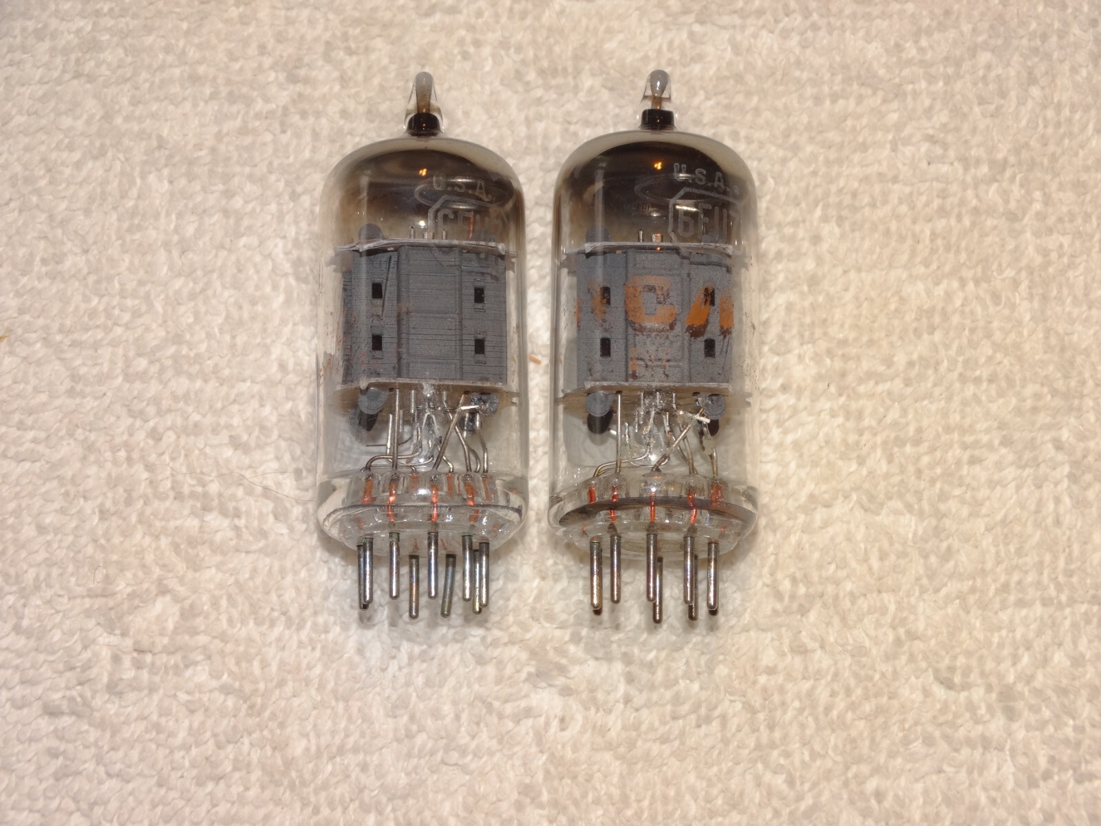 2 x 6EU7 RCA Tubes*Tested Good*Short Grey Plates -O*#15