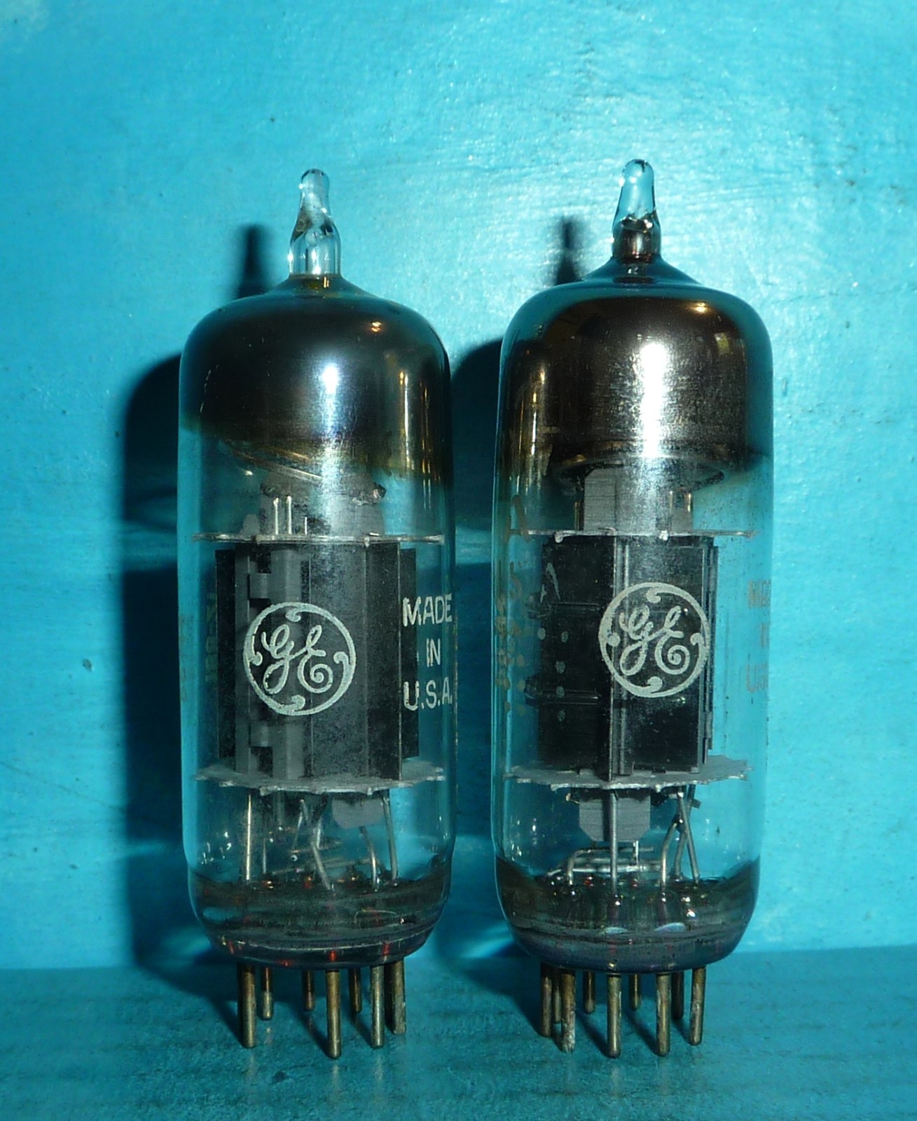 2 GE General Electric 12BY7A Tubes Blk Plates Halo Get Matched D/C’s & Scores
