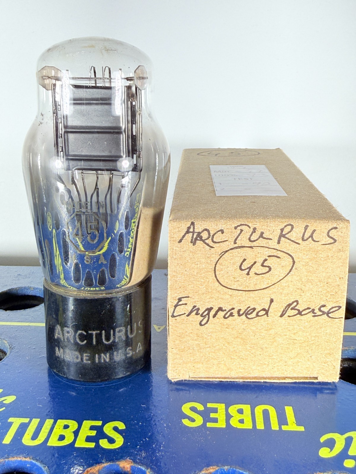 Arcturus Type 45 Black Plate Engraved Base Foil Getter Tested Like NOS Tube