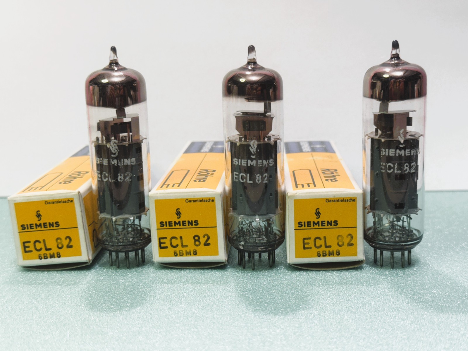 3 x ECL82 Telefunken NOS labeled Siemens, gm matched pair + 1, same batch code